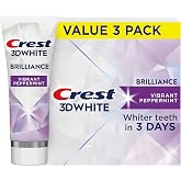 Crest 3D White Brilliance Toothpaste, Vibrant Peppermint, 4.6 oz (Pack of 3), Whiter Teeth in 3 Days, Anticavity Fluoride Toothpaste for 24 Hour Stain Prevention