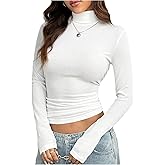 SHENHE Women's Mock Turtleneck Shirt Long Sleeve Slim Fitted Basic Tee Undershirt Top