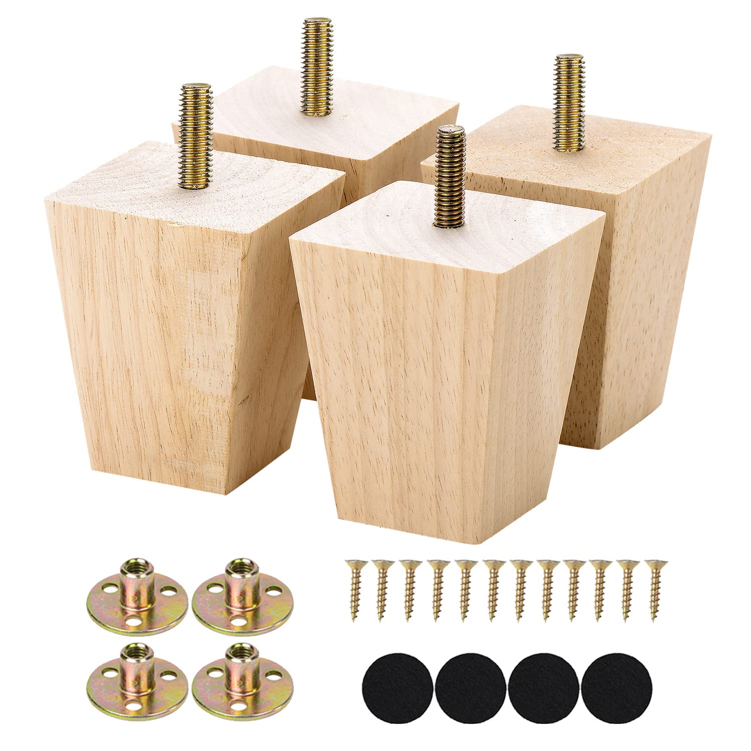 Photo 1 of Michanco 3 Inch Unfinished Wood Furniture Legs Set of 4 DIY Square Tapared Wood Furniture Feet for Couch Sofa