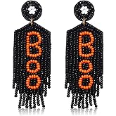 Halloween Earrings Beaded Boo Ghost Earrings for Women Spooky Witch Hat Pumpkin Drop Dangle Earrings for Cosplay Costume Parties Holiday Gifts