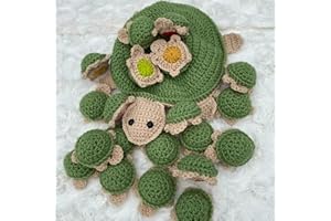 KAYZIU Turtle Memory Game Crochet Pattern, Turtle Crochet Memory Game Toy Doll,Knitted Turtle Toy Doll, Stitched Turtle Matching Game, Turtle Stitched Cognitive Crochet Toy for Kids Girl Boy