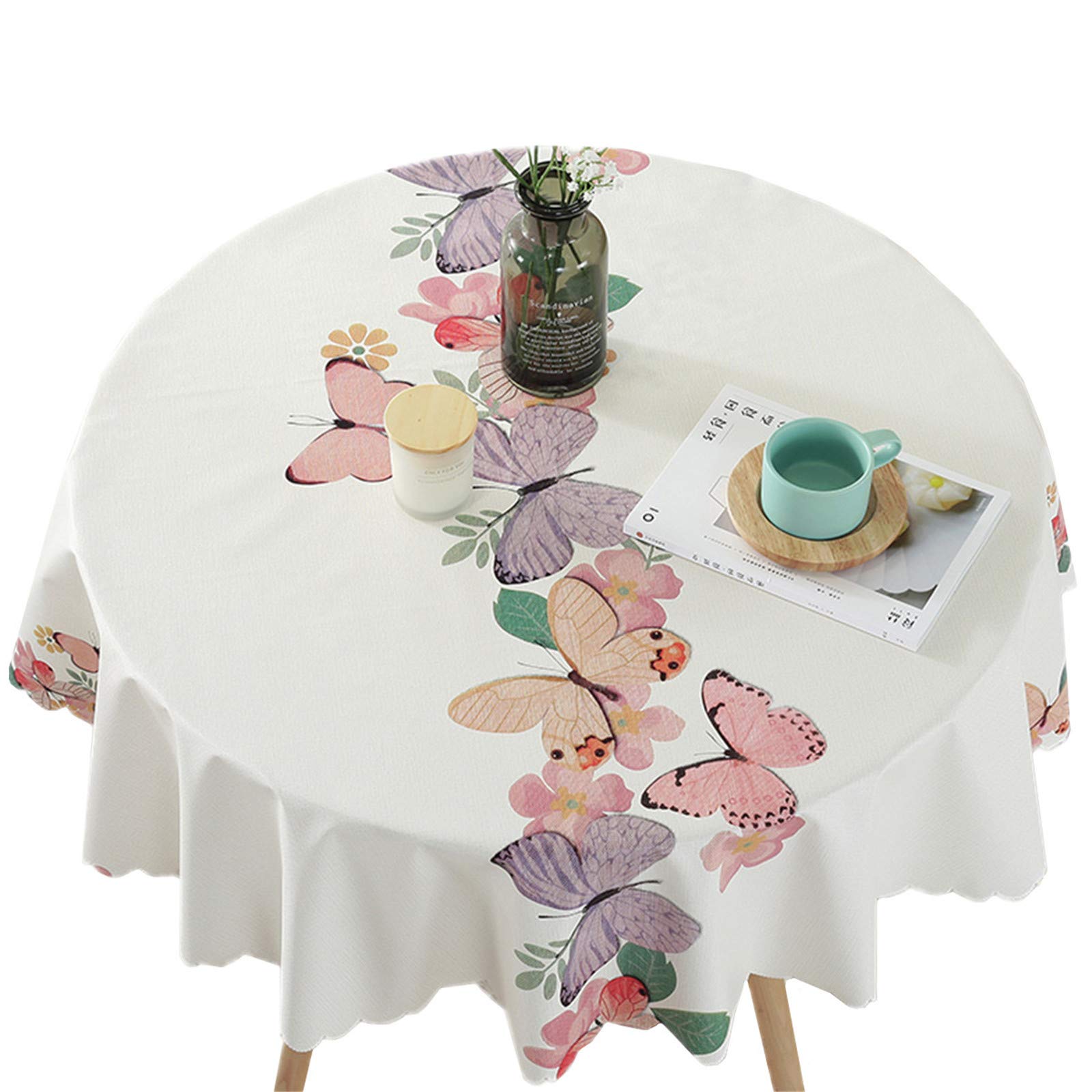 Bettery Vinyl Round Table Cover Wipe Clean PVC Tablecloth, Round - 48 Inch