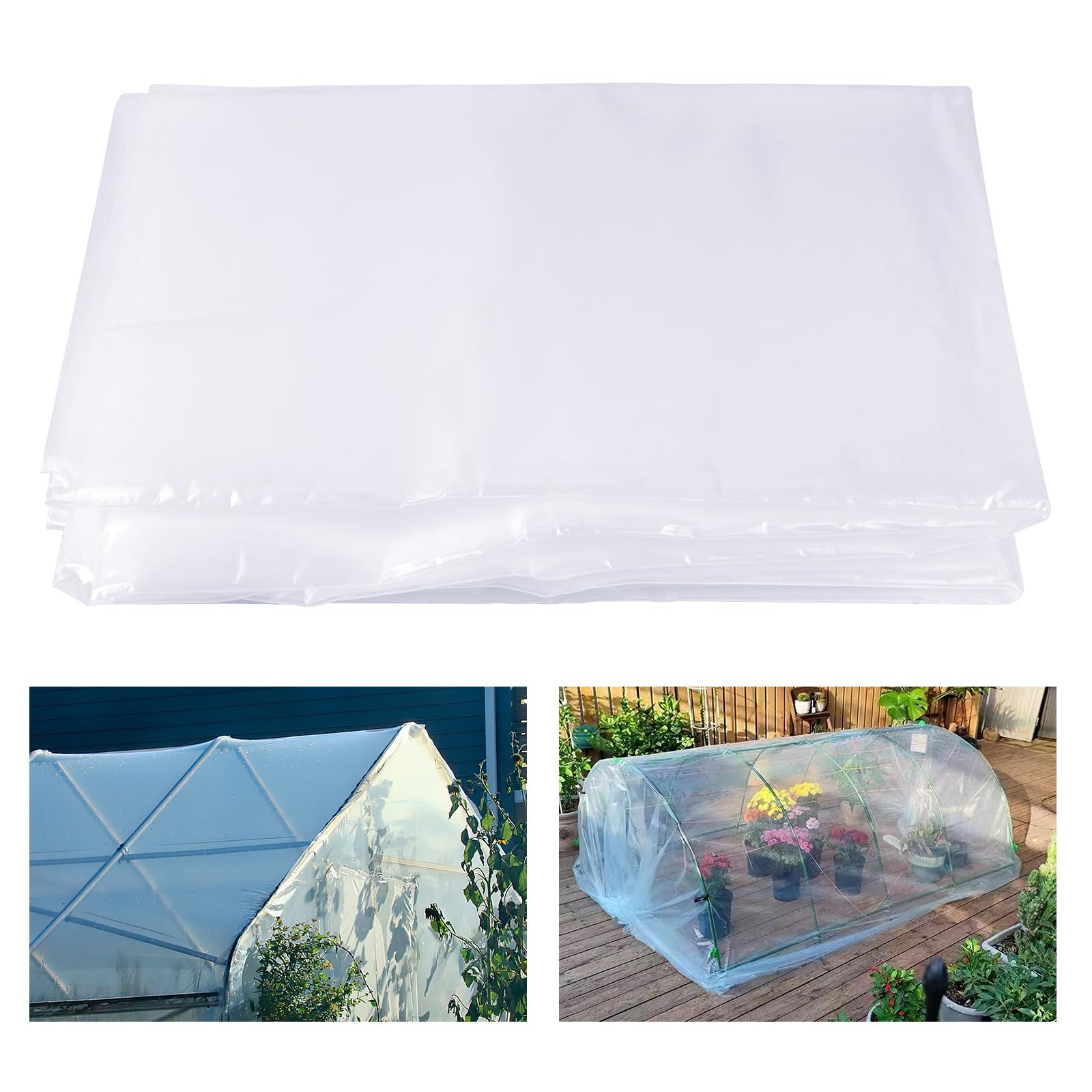 2M X 4M Plastic Sheeting Heavy Duty, 750G Resuable Thick Polythene Sheeting for Garden,Waterproof Dust Clear Sheets for Plant Grow Cover, Greenhouses, Polytunnel Plastic