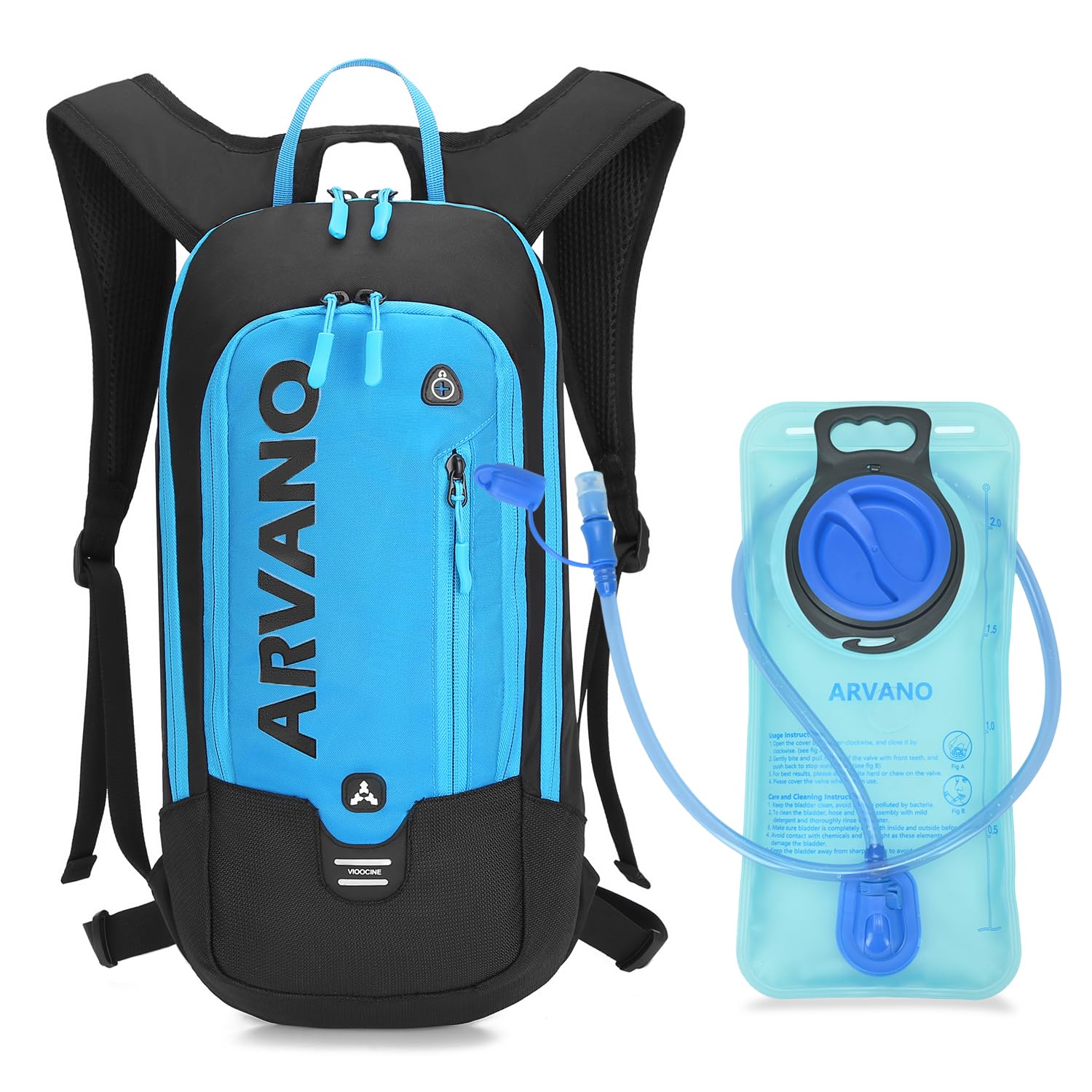 Arvano Hydration Backpack with 2L Water Bladder - Lightweight Breathable 6L Cycling Skiing Rucksack for Mountain Biking, Motorcycle, Running for Men & Women