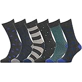 Easton Marlowe Mens Dress Socks - Fun Colorful Socks for Men - Cotton Patterned Fashion Mens Socks 6 Pack