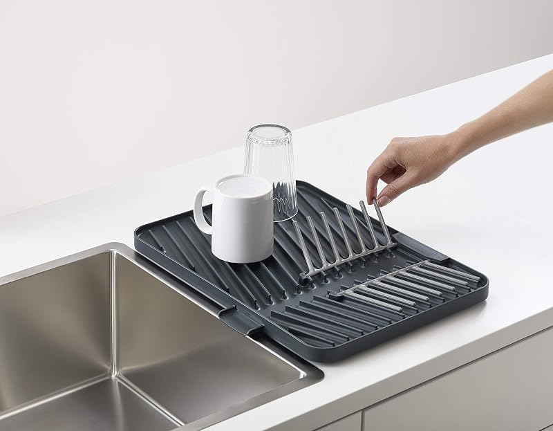 Égouttoir de vidange en plastique réglable et pliable, égouttoir avec bac d'égouttement, gris