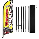 Quality Used Cars Advertising Swooper Flag Banners, Quality Used Cars Feather Flags with Pole and Ground Stake, Advertising Feather Banner Sign for Business 8Ft