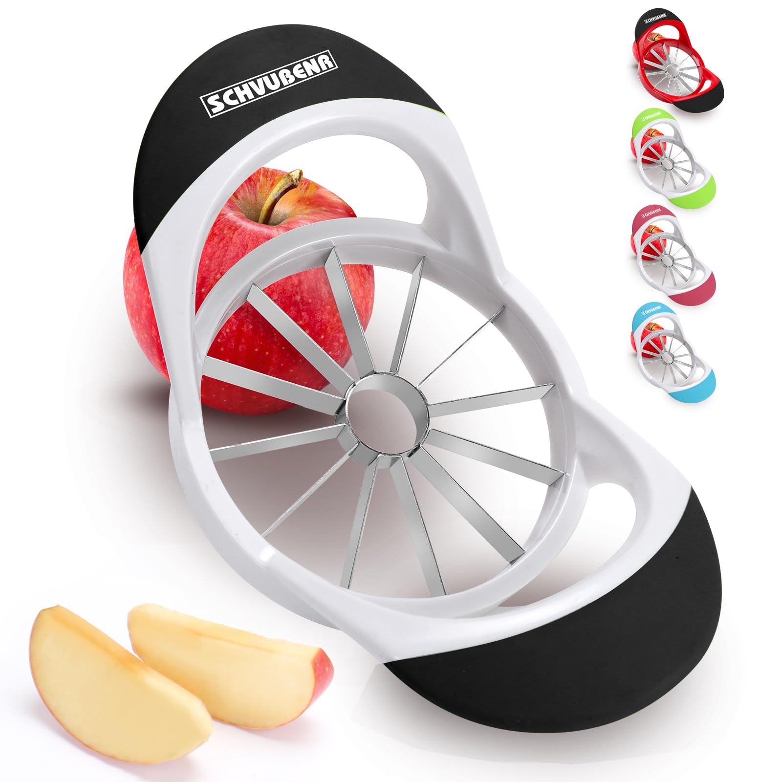 Photo 1 of SCHVUBENR 4.72 Inch Large Apple Slicer with 12 Blades - Professional Apple Cutter - Stainless Steel Apple Corer - Sharp Apple Slicer and Corer - Apple Corer Tool - Dishwasher Safe(Black)