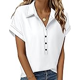 Bebonnie Women's Button Down Shirts Short Sleeve Dress Shirts Collared Work Office Blouses