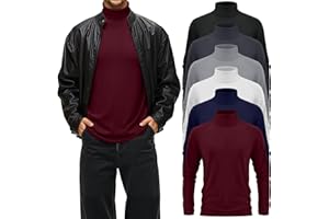 August Alley 6 Pack Men's Turtleneck Shirts Long Sleeve Slim Fit Pullover Top Base Layer Tees Multipack
