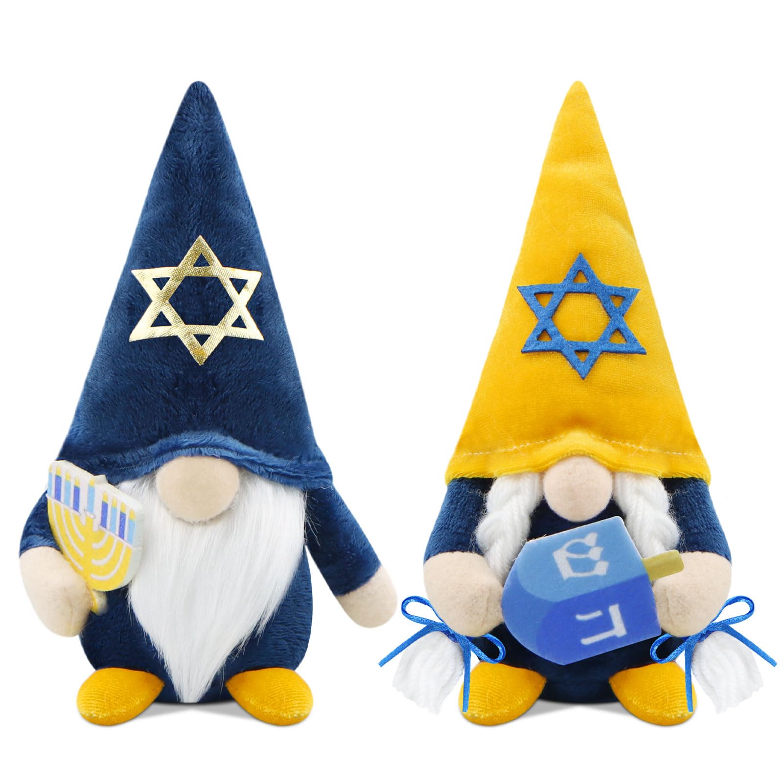 Gehydy Set of 2 Hanukkah Gonk Chanukah Christmas Decoration Gnome Handmade Scandinavian Tomte Xmas Decor for Home Kitchen - Blue & Orange