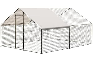 Large Metal Chicken Coop Wire Mesh Heavy Duty Chicken Run with Waterproof Cover and Anti-UV Cover Walk-in Poultry Cage for Ya
