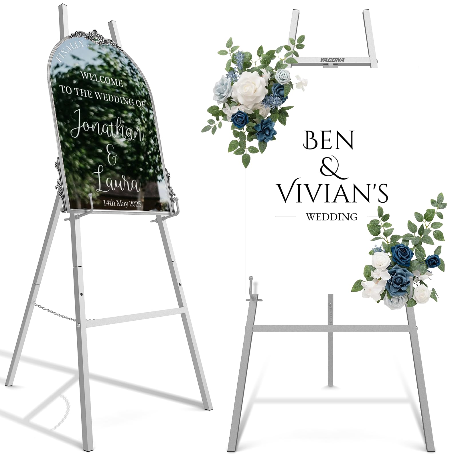 Photo 1 of Sliver Easel Stand for Sign, Heavy Duty Metal Display Easel with Adjustable Chain, 4-Tier Height Art Easel for Painting, Wedding Sign, Posters & Commercial Display