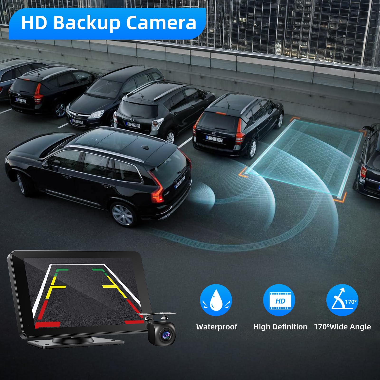 VUKARUAL Wireless Apple Carplay and Android Auto Screen for Car, 7