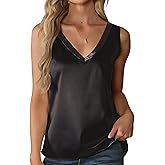 Mawor Satin Tank Tops for Women Casual V Neck Silk Basic Cami Camisoles