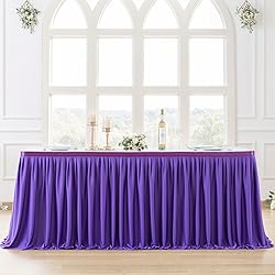 Partisky Purple Polyester Table Skirt for Rectangle