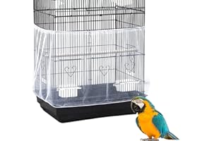 LWFCOEE Adjustable Soft Nylon Mesh Bird Cage Netting - Large Round Square Bird Cage Skirt Guard, Seed Catcher - Circumference 60-86