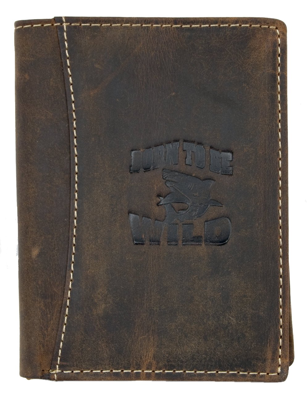 Born to be wild Men's Natural Genuine Leather Wallet with Shark