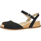 Dansko Cass Peep-Toe Wedge Sandal for Women -Low Profile Wedge with Arch Support, Adjustable Fit for Walking Comfort
