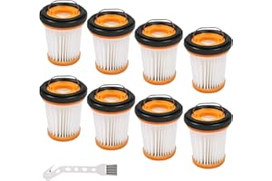 Amlits WV201 Filter Replacement for Shark Wandvac ION W1 S87 Handheld Vacuum Filter Replacement WV200, WV201, WV205, WV201BK, WV220, Compare to Part # XHFWV200, 8 Pack Filters and 1 Clean Brush