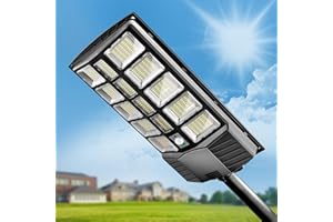 Baiston Solar Street Lights Outdoor: Dusk to Dawn Solar Parking Lot Lights with 3 Modes Motion Sensor Remote Control, 6000K 472 Leds Commercial Solar Lights for Outside, Backyard, Garage, Barn, Garden