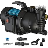 FLUENTPOWER 1.5HP Portable Garden Booster Pump with Prefilter, 1200GPH, Lift 151FT, Shallow Well Jet Pump, Water Transfer Dra