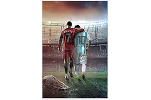 CNMLGB Lionel Poster Messi Cristiano Poster Ronaldo 2 Canvas Poster Wall Art Print Painting Decorations for Home Bedroom Living Room Gifts Unframe:16x24inch(40x60cm)