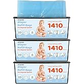 90 Bags Diaper Pail Refills Bags Compatible with Genie Easy Roll Signature &amp; Platinum Diaper Pails | 7-Layer OdorLock Technology | Up to 10 Months Use,3 Pack