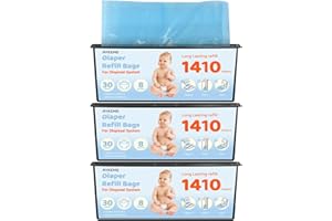 AYKEME 90 Bags Diaper Pail Refills Bags Compatible with Genie Easy Roll Signature & Platium Diaper Pails | 7-Layer OdorLock Technology | Up to 10 Months Use,3 Pack