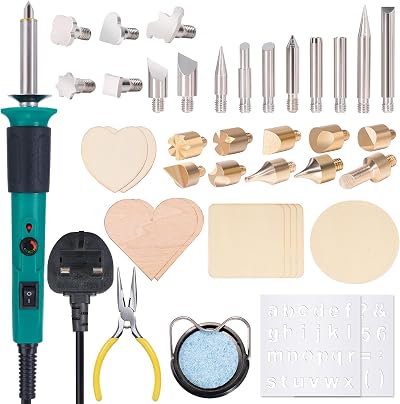 YIHUA 930-IV Wood Burning Kit 40-in-1 25 Tips UK Plug 230V