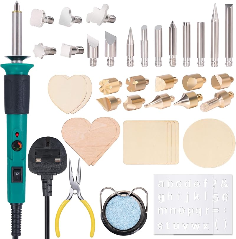 YIHUA 930-IV Wood Burning Kit 40-in-1 25 Tips UK Plug 230V