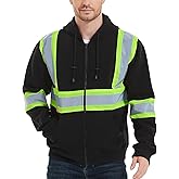 ProtectX Hi Vis Hoodie for Men Women High Visibility Safety Sweatshirt Reflective with Pockets for Construction Work Class 3