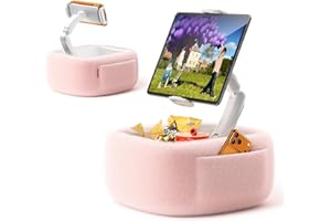 LULULOOK Tablet Pillow Stand, 360°Adjustable Kindle Pillow Stand with Snack Bowl,Arm Stand for 4.7-14.8" Kindle,ipad,Phone,Ta