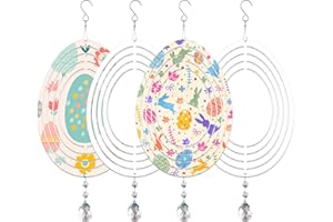 ACFUNIQUE Sublimation Wind Spinner Blanks 4 Pack Wind Spinners Sublimation Blanks Hanging Wind Spinner 3D Metal Aluminum Kinetic Sculpture for Yard Garden Indoor Outdoor Porch Decoration (Easter Egg)