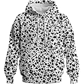 WHNBCW Novelty Long Sleeve Hoodie Funny Fashion Cow Print Sweatshirts