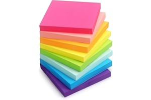 Eastern Wolf 8 Pads Sticky Notes 3x3 Self-Stick Notes 8 Bright Multi Colors Purple Sticky Notes, 85 Sheet/Pad