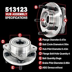 Pair 513123 Front Wheel Bearing Hub Assembly