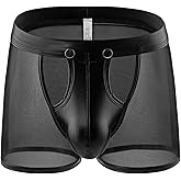 HYIJCSUC Men Sexy Boxer Briefs Mens Sexy Underwear Breathable Mesh Boxer Briefs See Through Hollow Lingerie