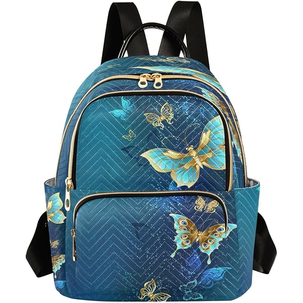 Amazon.com: ALAZA Blue Birds Gold Flowers Mini Backpack  display picture 2