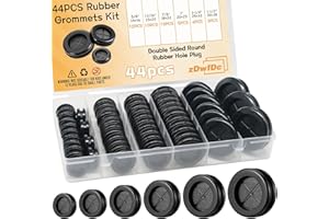 zDwfDc 44PCS Rubber Grommet Kit 6 Sizes (5/8",13/16",7/8",1",1-1/4",1-1/2") Rubber Grommets for Wiring DD040-kit