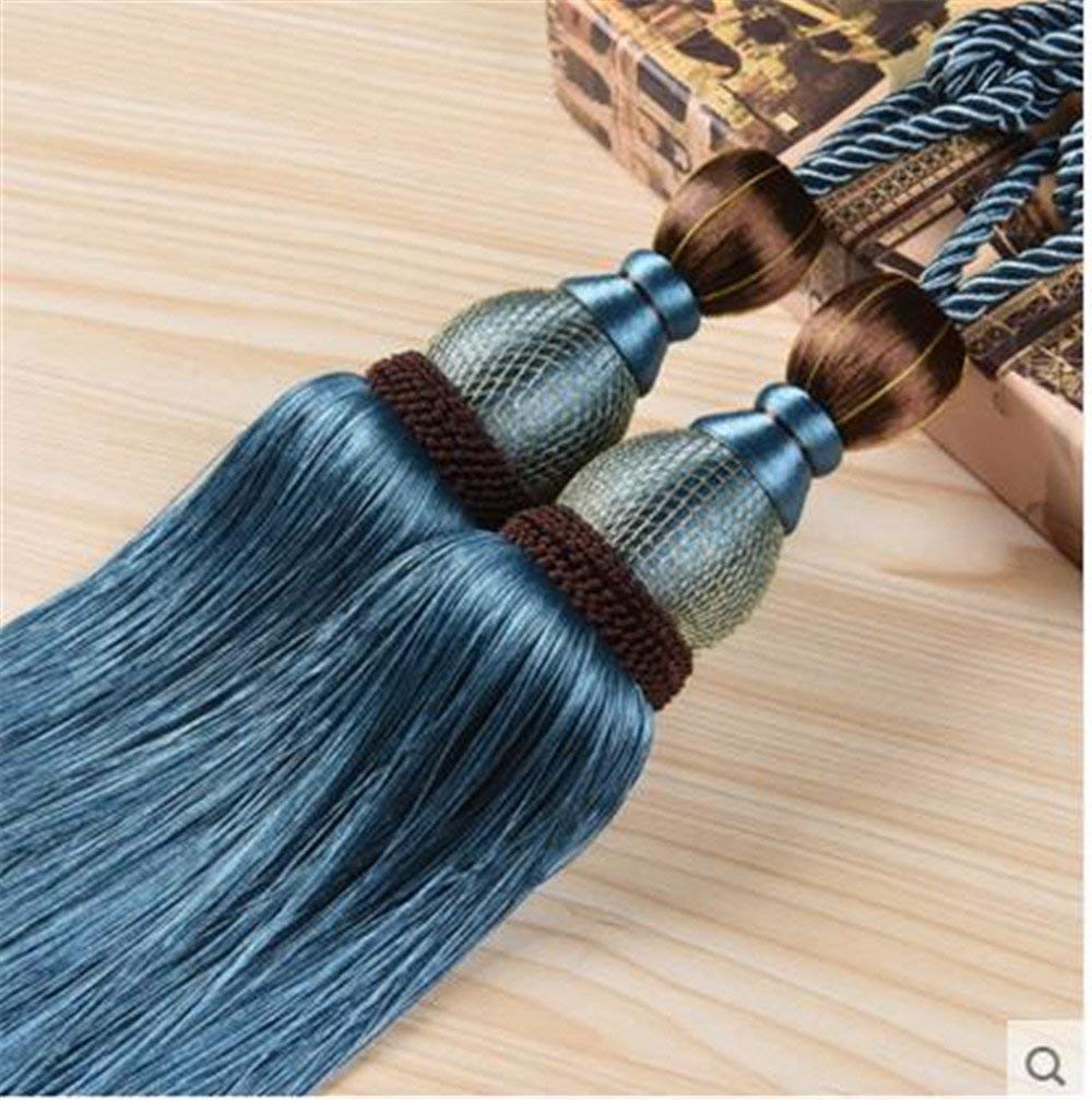 IHClink IHC Handmade Curtain Clips Rope Tie Band VS Lob Fring Tiebacks Europe Buckles Holdbacks Tassel Ball Rope/Set of 2 (Blue)