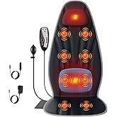 SLOTHMORE Back Massager with Heat Seat Massager for Full Back with 8 Vibrating Motors and 2 Heat Levels, Massage Chair Pad with Lumbar Support Suitable for Office/Home/Gift