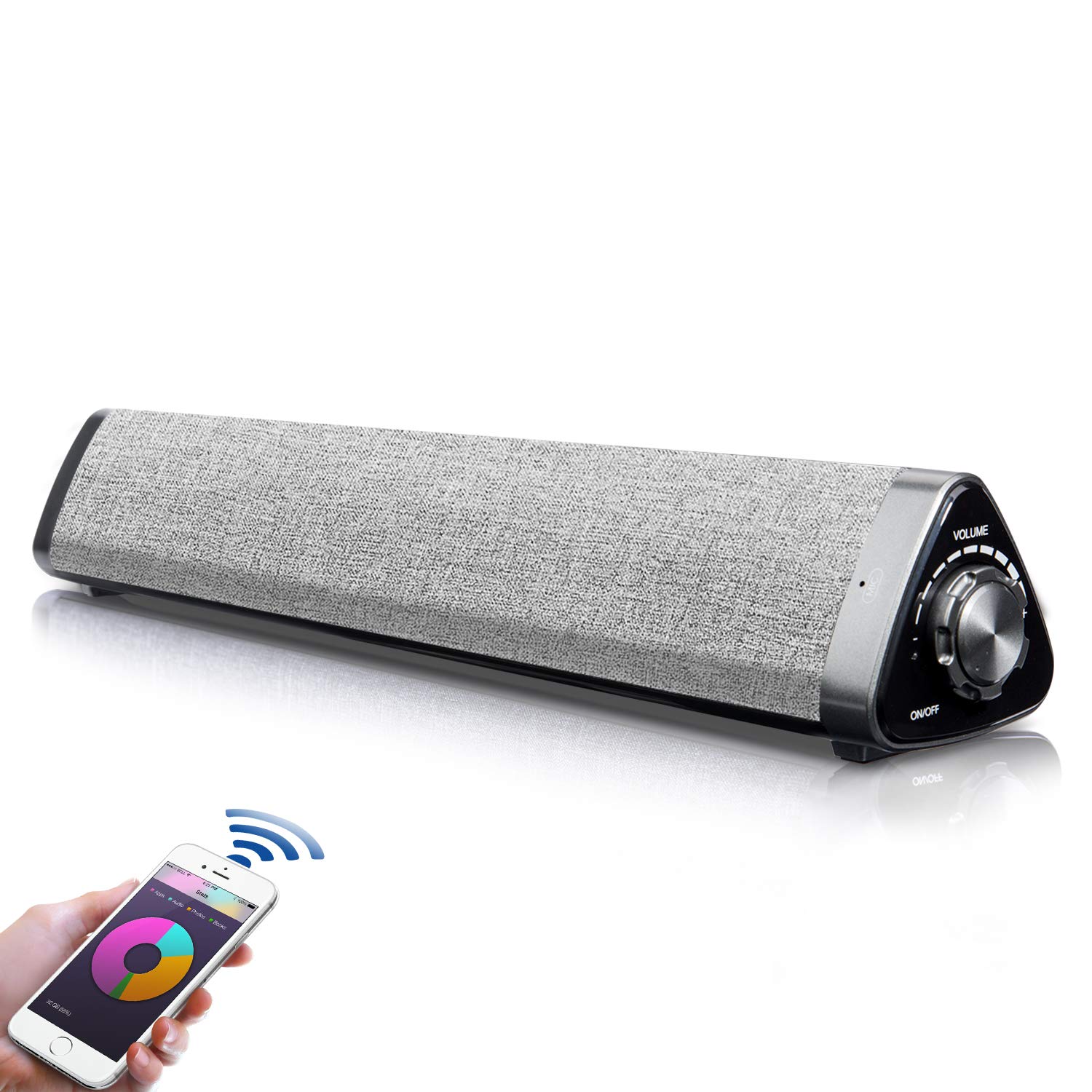 【Innovative Version】Fityou Bluetooth 5.0 SoundBar Speaker,Wired and Wireless Home Theater TV Triangle Speaker, for TV/PC/Phones/Tablets by USB-DAC/USB/TF(32GB), 2 X 5W Compact Sound Bar 2.0 Channel