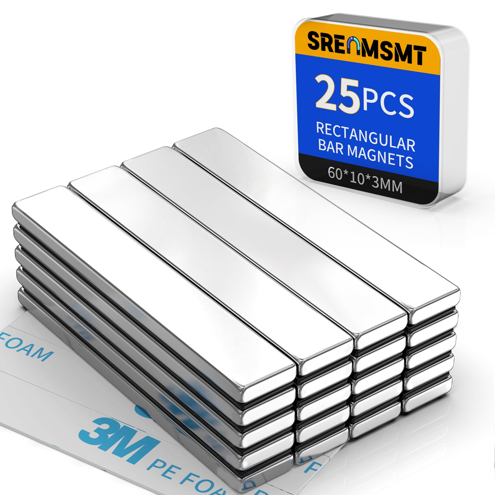SRENMSMT Powerful Neodymium Bar Magnets, 25 Pack