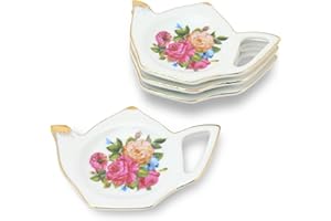 GRACIE CHINA BY COASTLINE IMPORTS Gracie China Sandra's Rose Tea Bag Holder Set of 4