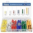 Tkiaea Drywall Anchors and Screws Kit 220Pcs, 110 Drywall Anchors, 110 Drywall Screws, Includes 6 Different Size