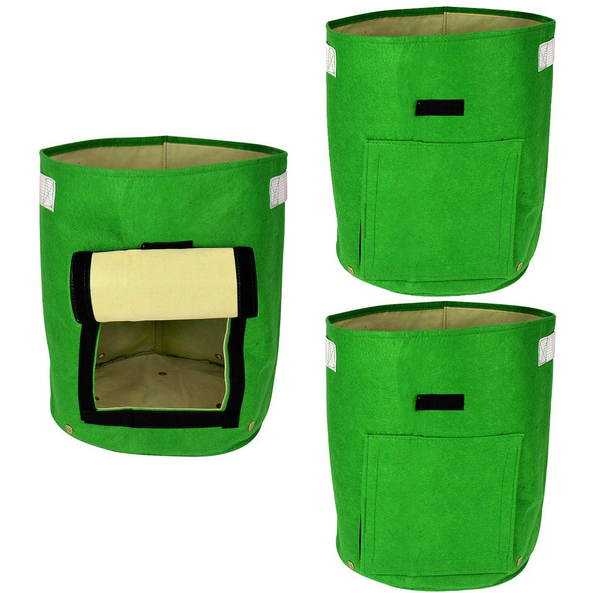 3Pack Potato Grow Bags 10 Gallon Garden Vegetable Double Layer Non-Woven Fabric Planters Growing Bag with Handles