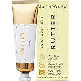 54 Thrones African Beauty Shea Butter, Intensive Dry Skin Support, Moisturizing Body Butter for Women, Moisturizing Body Balm and Cream, Locks in Moisture, Ugandan Vanilla + Ethiopian Honey, 1.7 oz