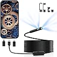 [Dual-Lens] Endoscope Camera with Light,1920P HD Borescope with 8+1 Adjustable LED Lights,16.4ft Semi-Rigid Snake Camera,IP67 Waterproof Inspection Tool for iOS & Android Devices