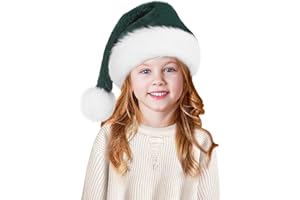 Tokforty Santa Hats for Kids, Unisex Velvet Touch Comfort Christmas Hats for New Year Festive Party Christmas Supplies